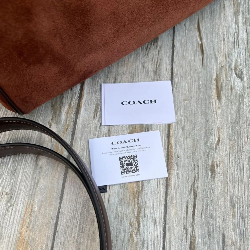 Authentic Coach Rowan Large Satchel Bag In Suede Purse